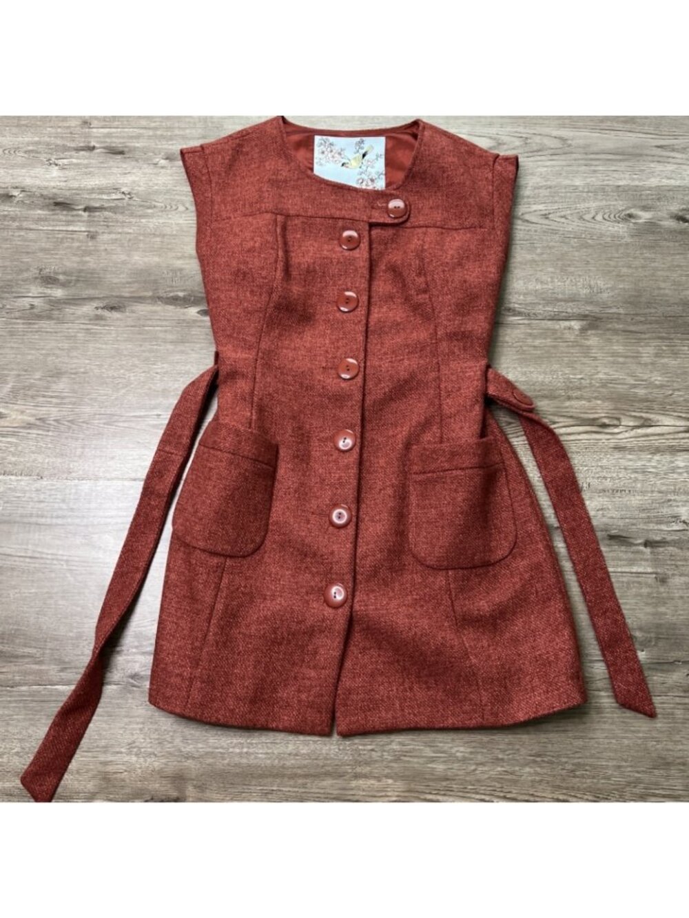 Tabitha Anthropologie Blustery Days Vest Womens 2 Rust Button Up Wool Blend